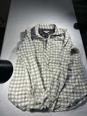 Tailor Vintage Gray Plaid Flannel Button Up Shirt M 90s Grunge Streetwear